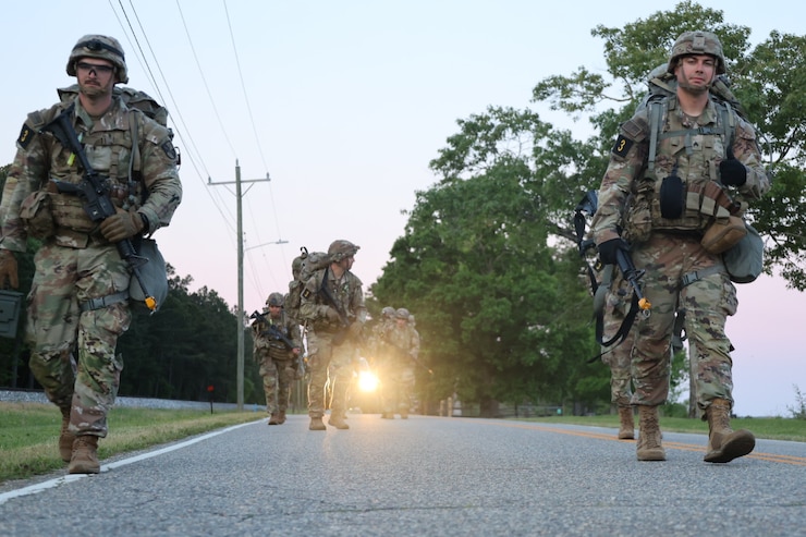 Cyber Center of Excellence squad stepping it out early this morning for a 12-mile ruck for the Best Warrior Competition at Joint Base Langley-Eustis, VA on April 29.