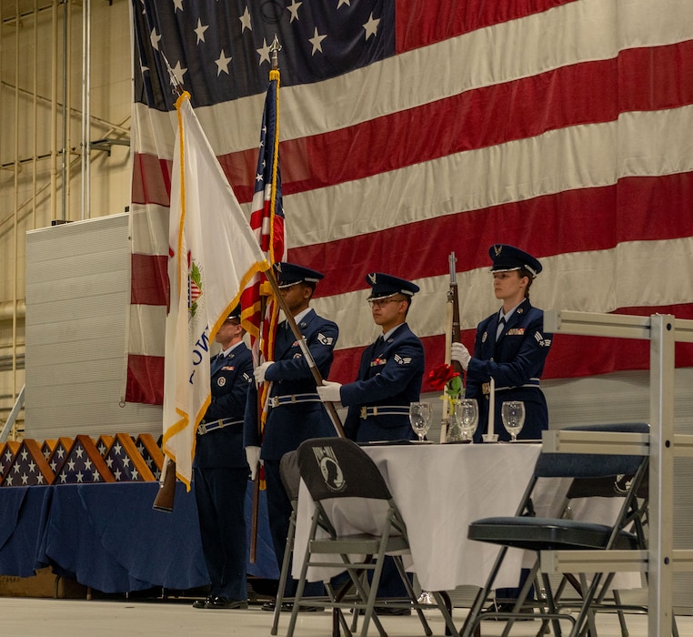 Airmen attend the 2025 retirement dinner at the 182nd Airlift Wing.