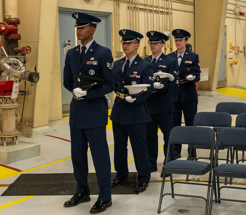Airmen attend the 2025 retirement dinner at the 182nd Airlift Wing.