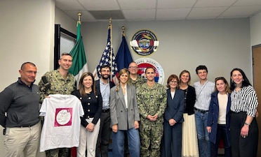 250430-N-TY711-8149 SIGONELLA, Italy. (April 30, 2025) Commander Christopher Weiss, Acting Commanding Officer of U.S. Naval Hospital (USNH) Sigonella, meets with host nation neonatal teams from two local Neonatal Intensive Care Units (NICU). The visit was prompted by a recent neonatal case in which two Italian hospitals collaborated with USNH Sigonella in the continuum of care for a premature newborn. (U.S. Navy photo by Lieutenant Commander Brandi Gibson)