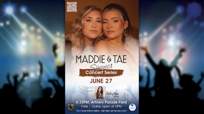 June 27

Special Guest: Haley Mae Campbell

6:30PM, Artillery Parade Field 
Free | Gates open at 5PM

For More Information, visit riley.armymwr.com