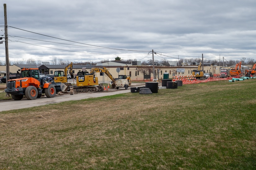 Photo of machines working on the water lines