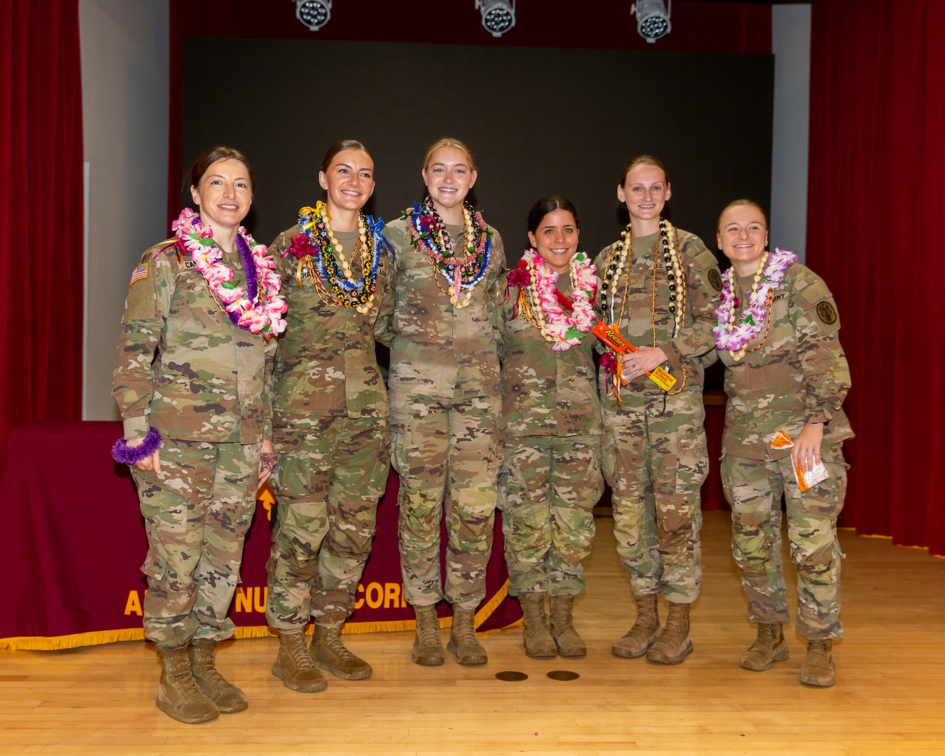 The Clinical Nurses Transition Program at Tripler Army Medical Center graduated a new class of U.S. Army nurses in Kyser Auditorium on Apr. 25, 2025. Among those completing the program were 2nd Lt. Miahela Carausu, 2nd Lt. Cassidy Chaddock, 2nd Lt. Jordan DiJoseph, 2nd Lt. Maria Grant-Villacorta, 2nd Lt. Lauren Pickens and 2nd Lt. Kristina Ropiecki.  (Defense Health Agency photo by Crizalmer Caraang Jr.)