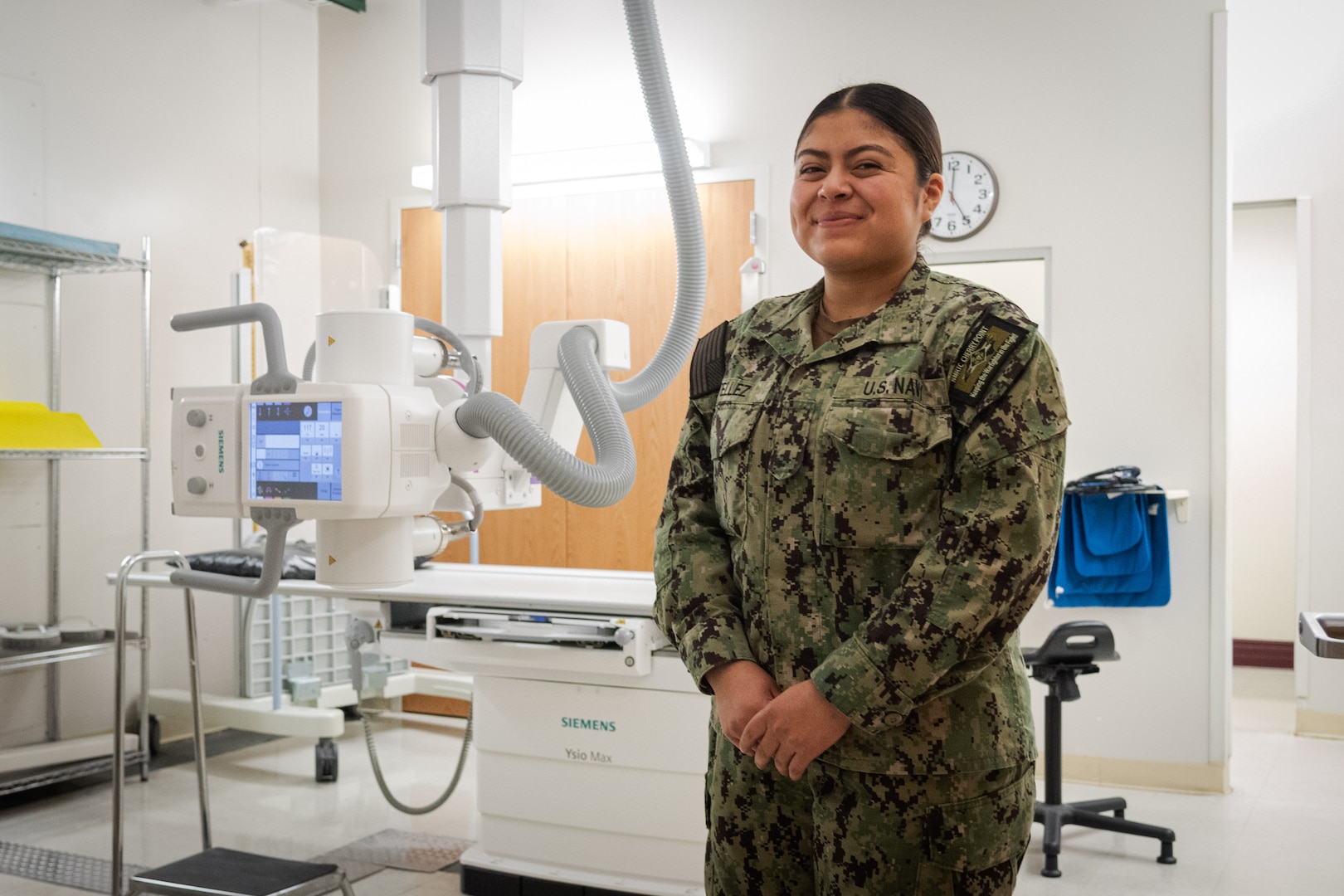 Hospitalman Gabriella Tellez serves in the Radiology department at Naval Health Clinic Cherry Point with aspirations to commission and serve as an officer.  The Azusa, California native specifically requested assignment to the department to gain hands-on experience working alongside the facility’s Radiological Technologists. 
Tellez is scheduled to attend specialized medical training, known as “C-School” in spring of 2026.  This training will allow her to further her service in the Navy and progress towards her career goal.