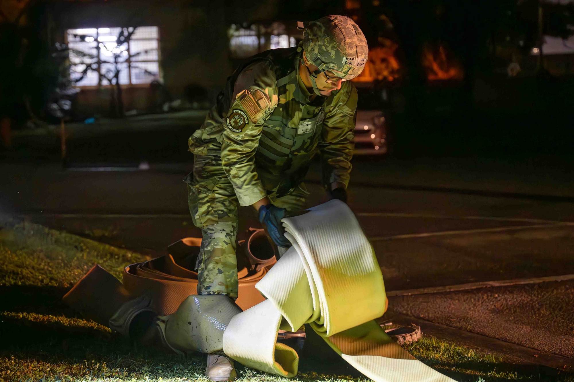 Service member unravels the water and fuel expedient repair system.