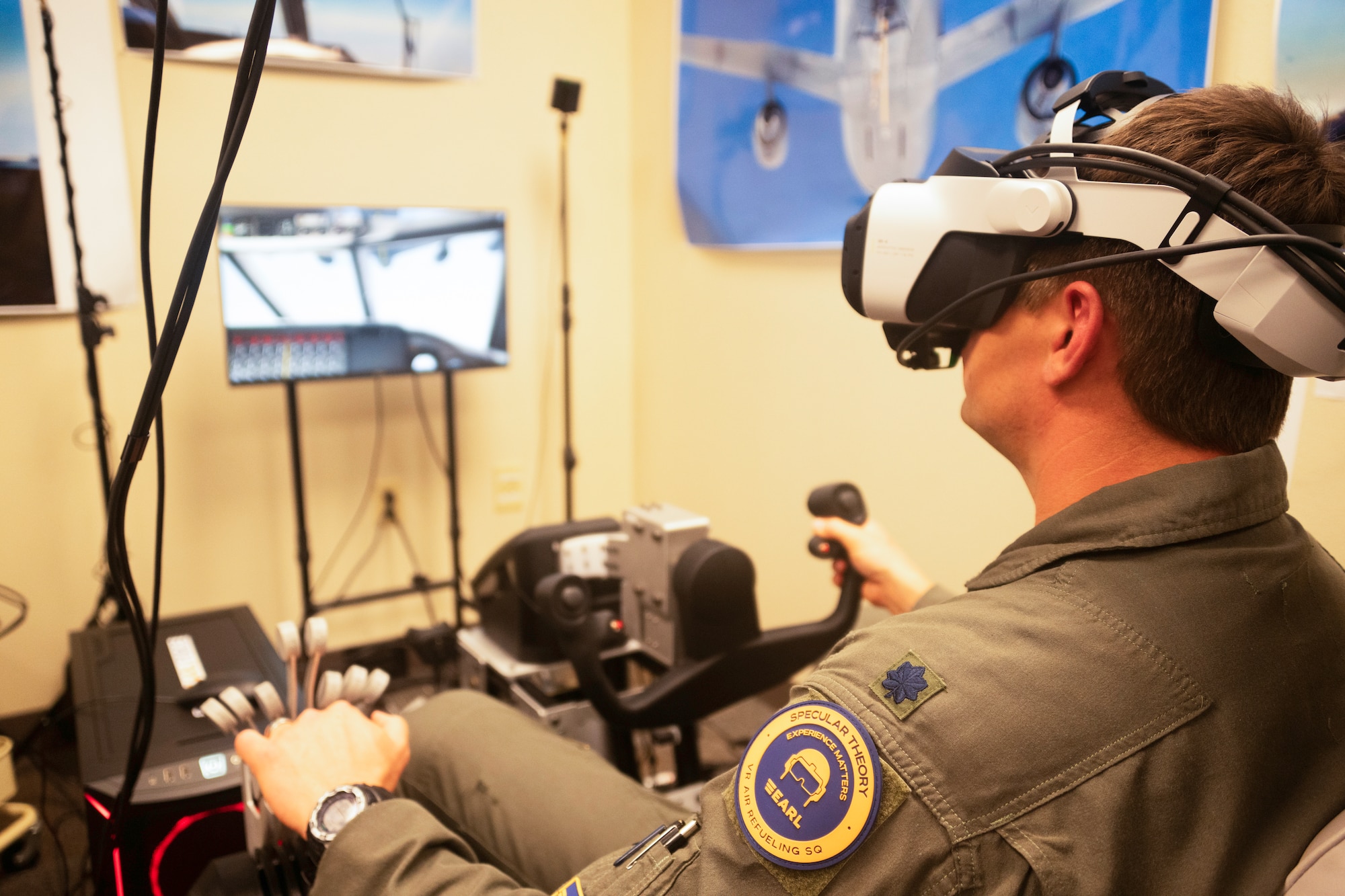 Airman works on virtual reality trainer