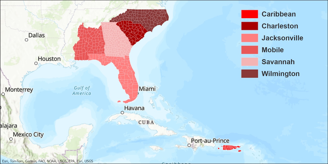Map of South Atlantic Division Regulatory Boundary