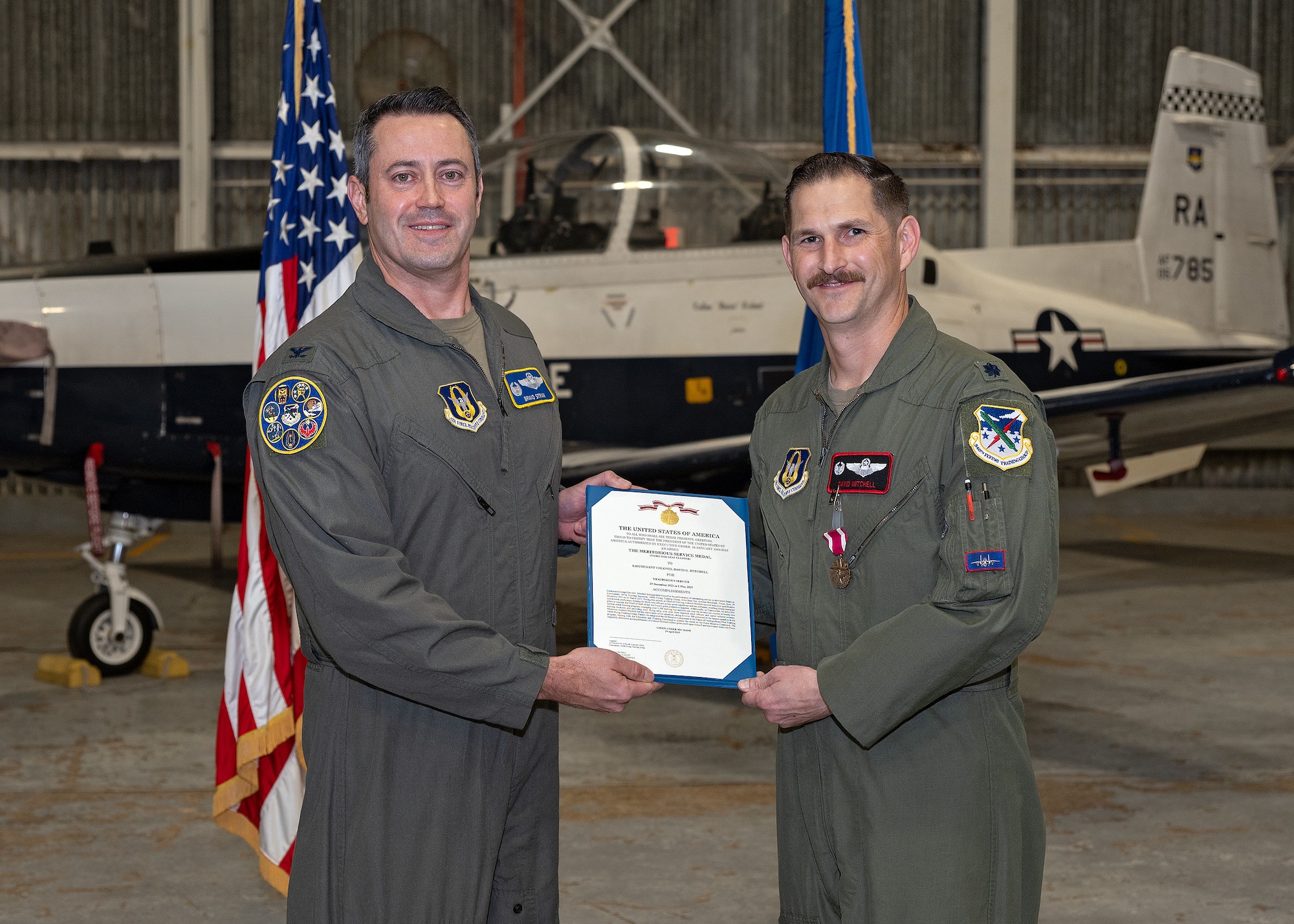 Former 487th TRS commander receives Meritorious Service Medal