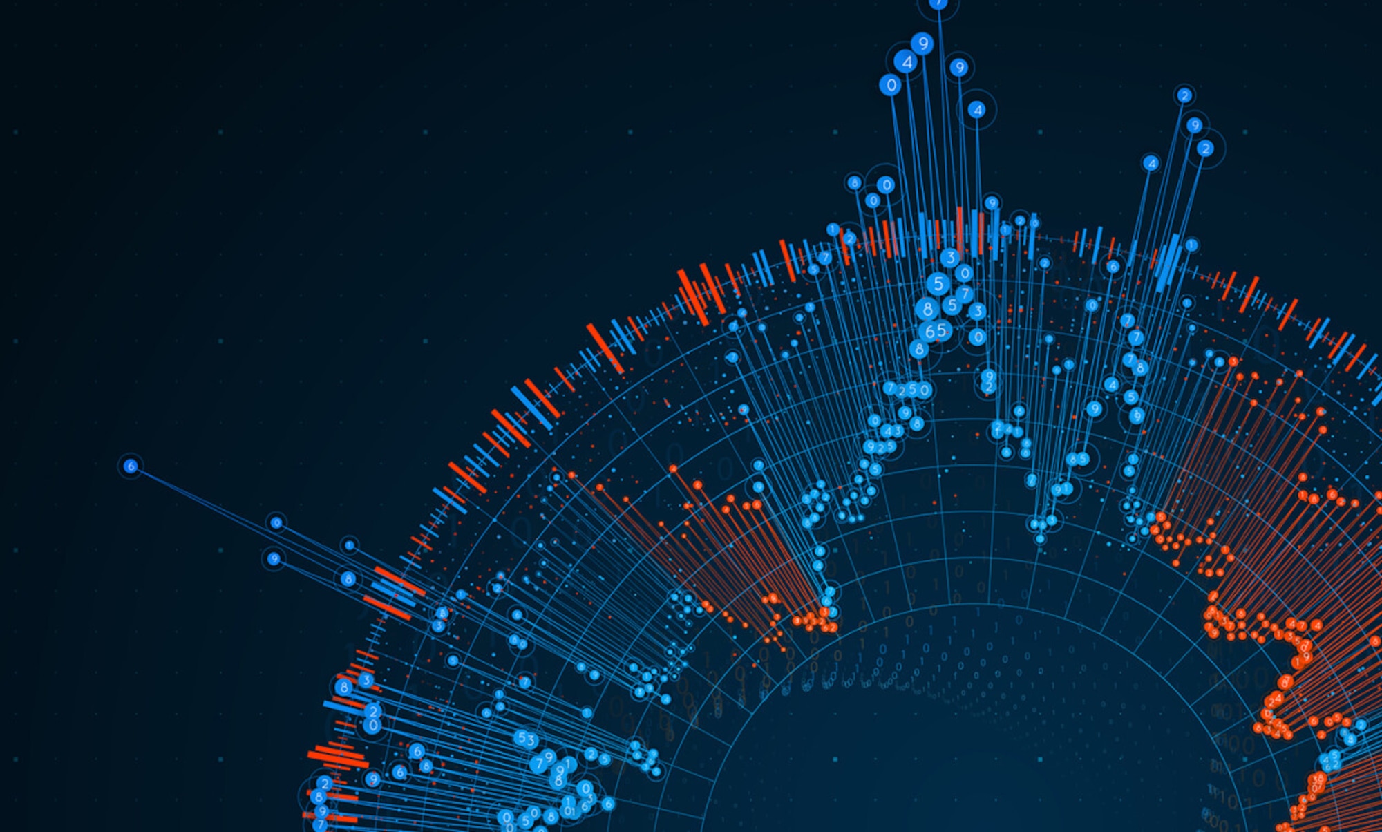 A graphic depicting a circular data visualization.
