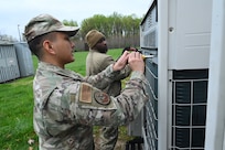 Members of the D.C. Air National Guard’s 113th Wing Civil Engineer Squadron (CES) conduct HVAC diagnostics and repair, LED lighting installation, plumbing fixture placement, and electrical rewiring at the Capital Guardian Youth ChalleNGe Academy (CGYCA), in Laurel, MD, on April 12, 2025. The hands-on April 7-19 project not only offered vital Administrative Building upgrades, but also skills development. Civil engineers maintain the infrastructure for military operations ensuring they’re functional, relevant, efficient, and resilient in various operational environments.