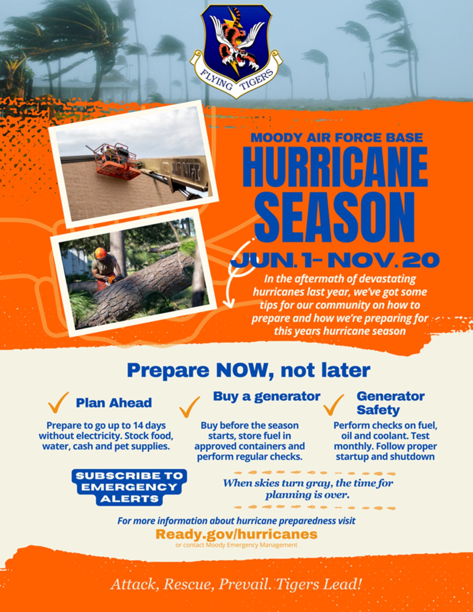The image is full of text, showing how to better prepare for the 2025 hurricane season.