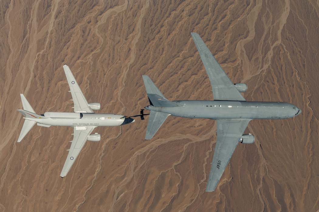 KC-46 refueling a airplane in the air