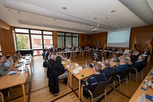 Community leaders talk at a forum