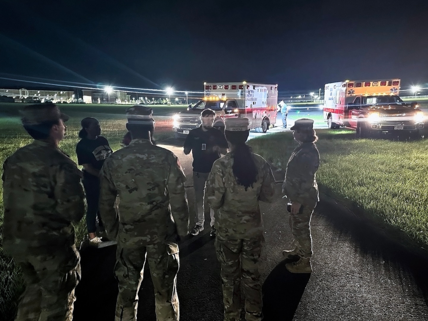 Fort Stewart-Hunter Army Airfield emergency medical services chief Jim Ochoa briefs Winn Army Community Hospital medical personnel on Sept. 29, 2024 in preparation for receiving patients evacuated by medical Black Hawk helicopters from Dwight D. Eisenhower Army Medical Center on Fort Eisenhower to Winn in the aftermath of Hurricane Helene. Ochoa has served at the installation in EMS since 1997 and took over as the chief in 2016. In that role, he is responsible for the overall operation of the medical response assets on the military installation, ensuring the fleet of three ambulances are staffed with at least one paramedic each around the clock and ready to respond all day, every day, to any number of situations.
