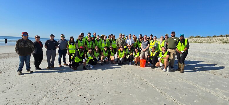 The USACE Jacksonville District and volunteers from the Jacksonville Jaguars take on invasive species and plant dune vegetation near Hanna Park, as part of the Duval County Shore Protection Project.