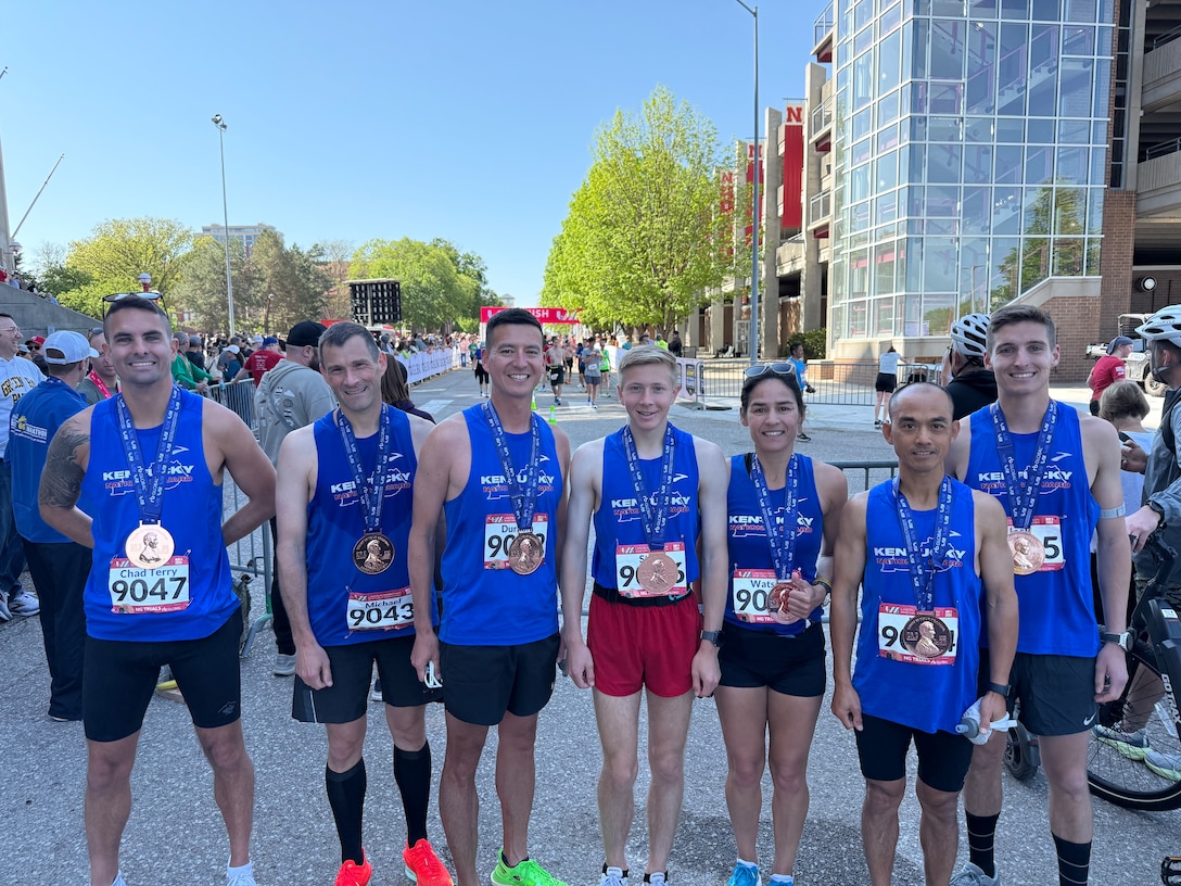 Members of the Kentucky National Guard Marathon Team won their first championship at the All-Guard Marathon Time Trials in Lincoln, Nebraska on May 4, 2025.
