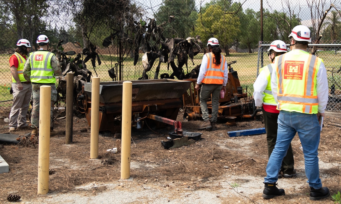 Members of USACE conduct initial debris site surveys for the first batch of non-residential properties approved for USACE debris removal.

USACE is working in partnership with local, state and the Federal Emergency Management Agency in response to the Southern California Wildfires.