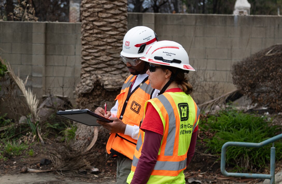 Members of USACE conduct initial debris site surveys for the first batch of non-residential properties approved for USACE debris removal.

USACE is working in partnership with local, state and the Federal Emergency Management Agency in response to the Southern California Wildfires.