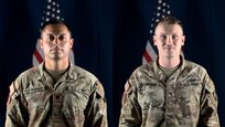 Spc. Robert Ruiz-Rhoades, left, of the Pennsylvania National Guard and Sgt. Miles Crawford, right, of the Maryland National Guard were named the winners of the Region II Best Warrior Competition at Fort Indiantown Gap, Pennsylvania, May 5-9, 2025. (U.S. Army National guard photo illustration by Spc. Skylin Simpson)