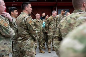 Members of the Colorado Air National Guard prepare for a deployment to an expeditionary air base, Buckley Space Force Base, Colorado, March 25, 2025.