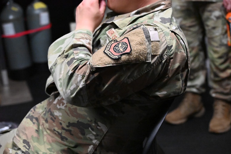 Air Mobility Command patch on a uniform.