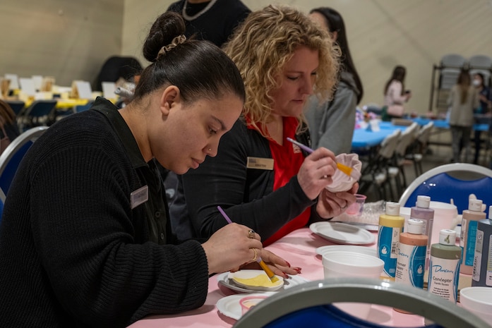 Attendees participate in arts and crafts during Spouse Appreciation Day.