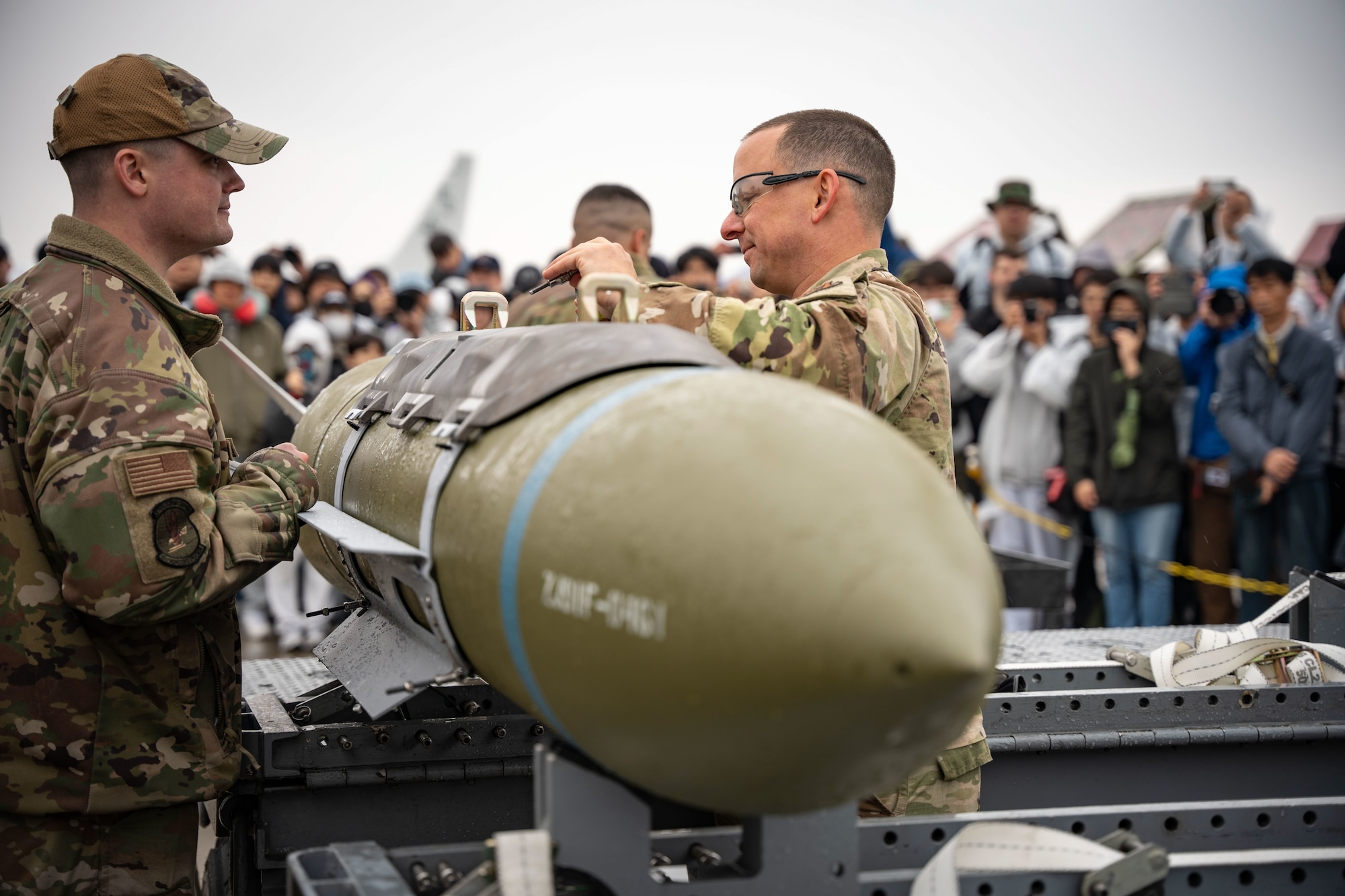An A-10 weapons demonstration highlights munitions loading and arming procedures during Osan Air Power Days 2025 at Osan Air Base, Republic of Korea, May 10, 2025. The demonstration was part of the 51st Fighter Wing’s public air show showcasing U.S. and allied capabilities. (U.S. Air Force photo by Senior Airman Tallon Bratton)