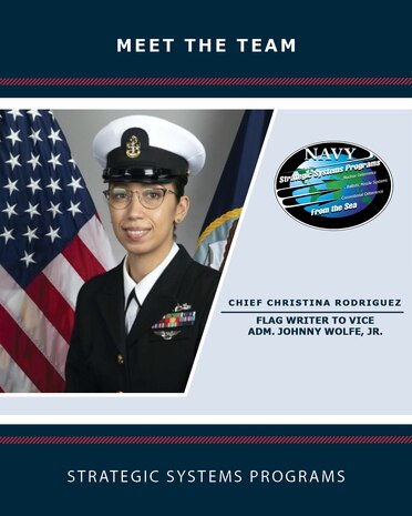 Chief Yeoman Christina Rodriguez, Flag Writer to Vice Adm. Johnny Wolfe Jr.