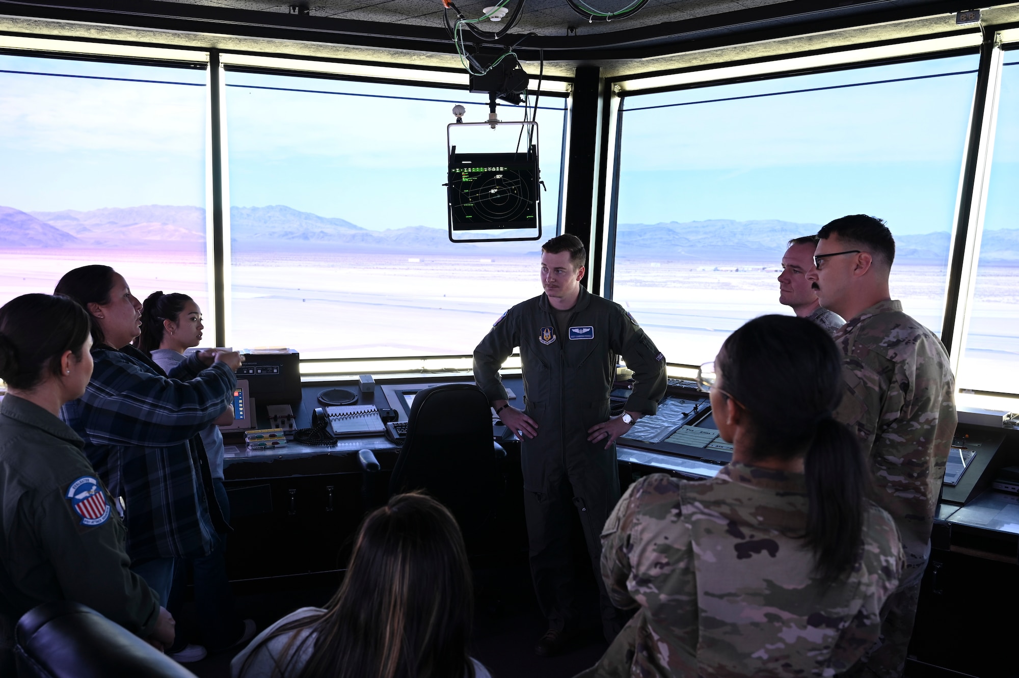Members of the 926th Wing attend a tour of the 726th Operations Group at Creech Air Force Base, Nevada, February 27, 2025.