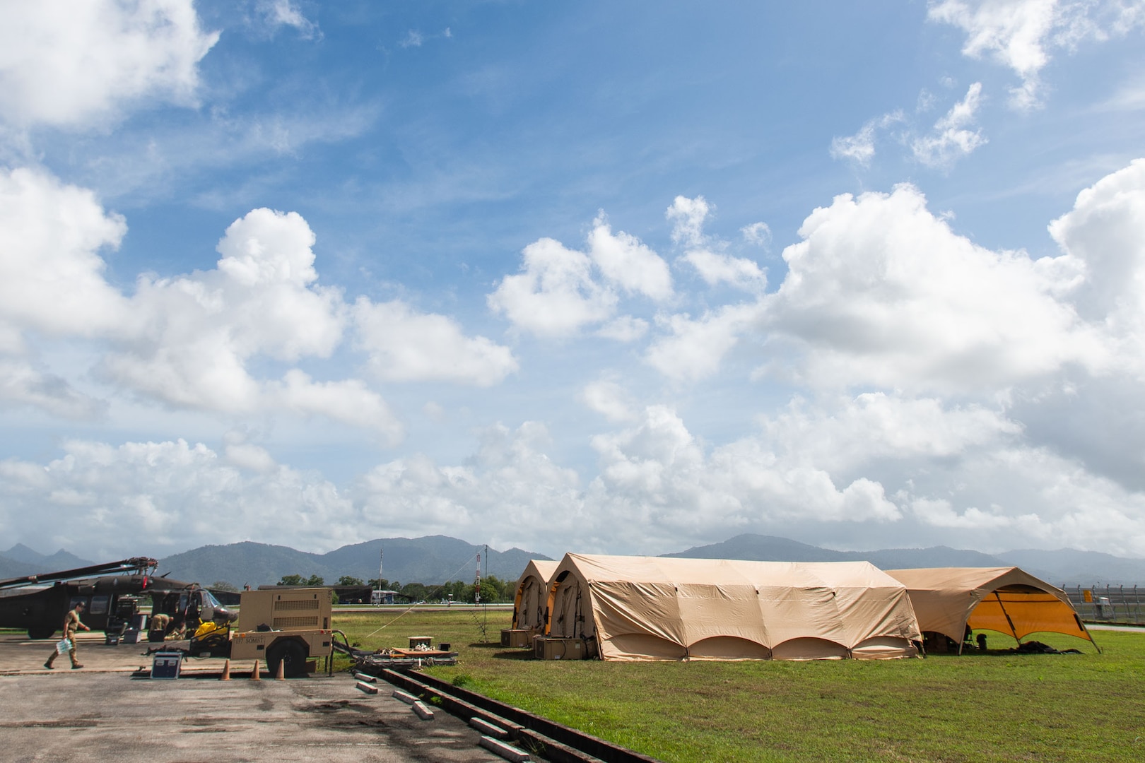 One of the 137th Special Operations Wing mission sustainment team’s forward operating site sits near a flightline during TRADEWINDS 25 (TW25), Trinidad and Tobago, April 25, 2025.