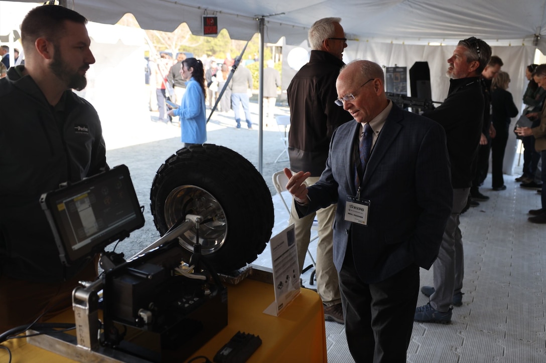 Mr. Stephen Bowdren, PEO Land Systems, engages with Industry partners during the PM AAA Industry Day in Ladysmith, VA on March 12, 2025. PM AAA Industry Day was designed to accomplish three key goals: first, to offer industry partners a clear roadmap of where and when they can engage, tied to fiscal year planning; second, to support decision-making within the Program Objective Memorandum (POM) process for resourcing; and third, to help leadership evaluate and manage risks associated with delaying or shifting capabilities.