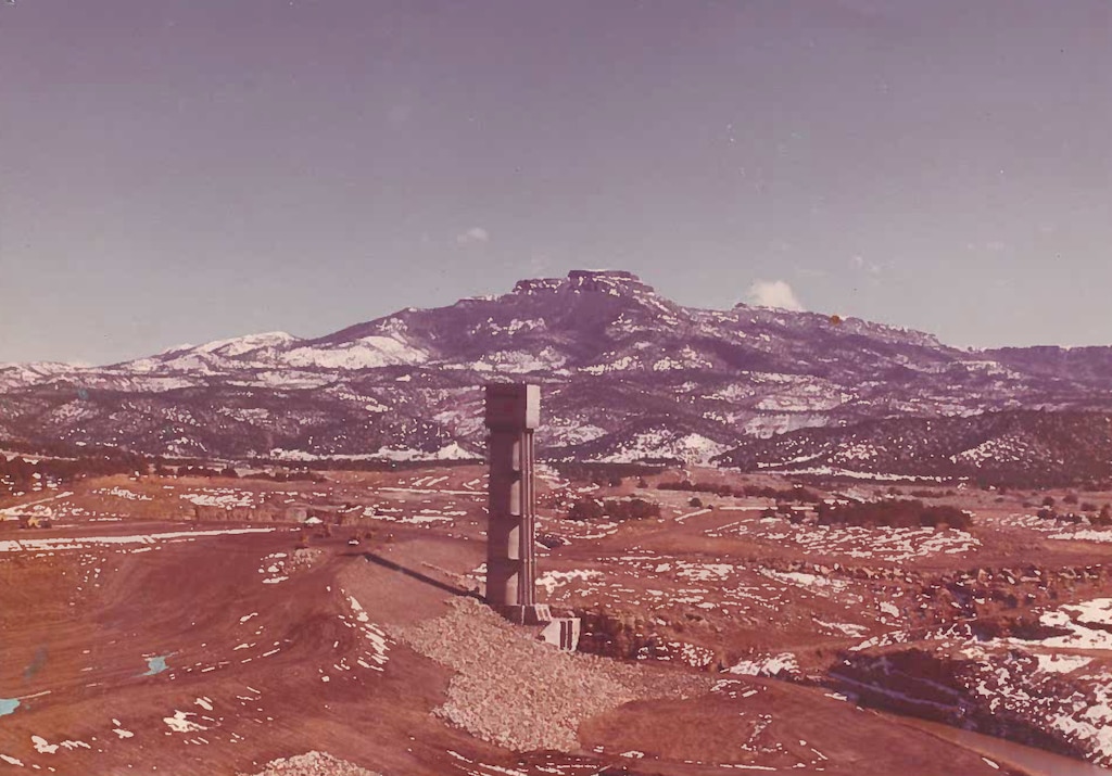 For approximately four years (1968-1972), the Trinidad Control Tower stood alone until negotiations over water rights were resolved and construction could resume on the dam.