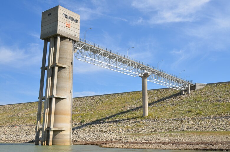 The Trinidad Control Tower and Dam, as seen on Aug. 30, 2012.