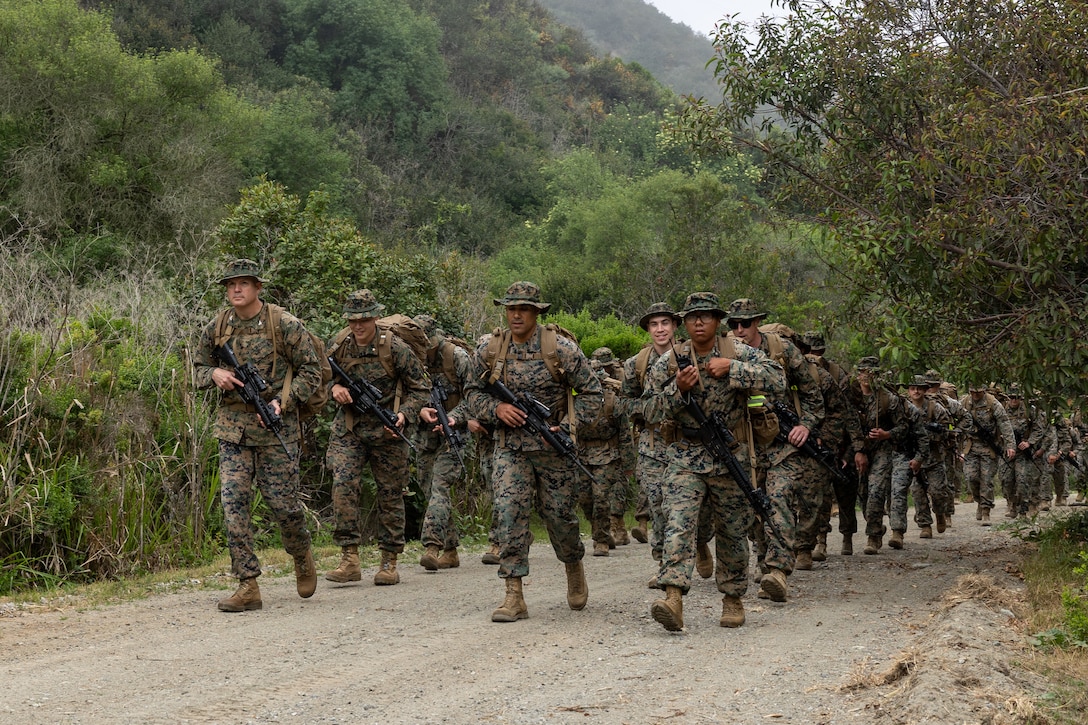 The 11th MEU executed the hike as part of a routine conditioning program to enhance unit readiness and prepare the MEU for future heavier movements.