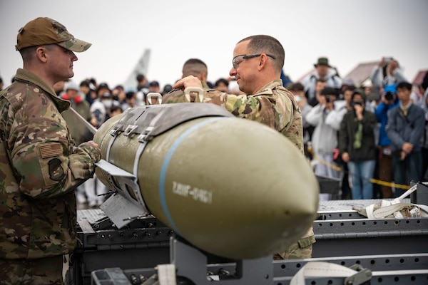 An A-10 weapons demonstration highlights munitions loading and arming procedures during Osan Air Power Days 2025 at Osan Air Base, Republic of Korea, May 10, 2025. The demonstration was part of the 51st Fighter Wing’s public air show showcasing U.S. and allied capabilities. (U.S. Air Force photo by Senior Airman Tallon Bratton)