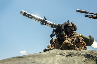 APPARI, Philippines (May 2, 2025) — U.S. Marines Corps Cpl. Nycorian Allen, a native of Georgia and an anti-tank missileman with 3d Littoral Combat Team, 3d Marine Littoral Regiment, 3d Marine Division, fires an FGM-148 Javelin during the...