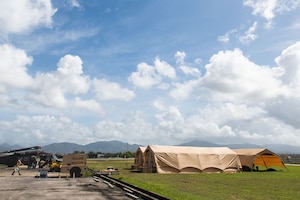 One of the 137th Special Operations Wing mission sustainment team’s forward operating site sits near a flightline during TRADEWINDS 25 (TW25), Trinidad and Tobago, April 25, 2025.