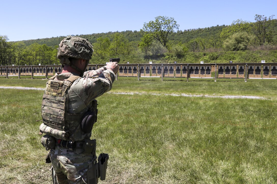 A total of 103 Pennsylvania National Guard Soldiers and Airmen competed in the annual Governor's Twenty marksmanship competition May 9 to 10, 2025 at Fort Indiantown Gap, Pa. They earn the right to wear the coveted Governor’s Twenty tab on the left shoulder of the uniform, is a state-level National Guard award that is presented every year and is reflected on a service members’ official personnel record. It is recognized by both the Army and Air Force. (U.S. Army National Guard photo by Sgt. 1st Class Zane Craig)