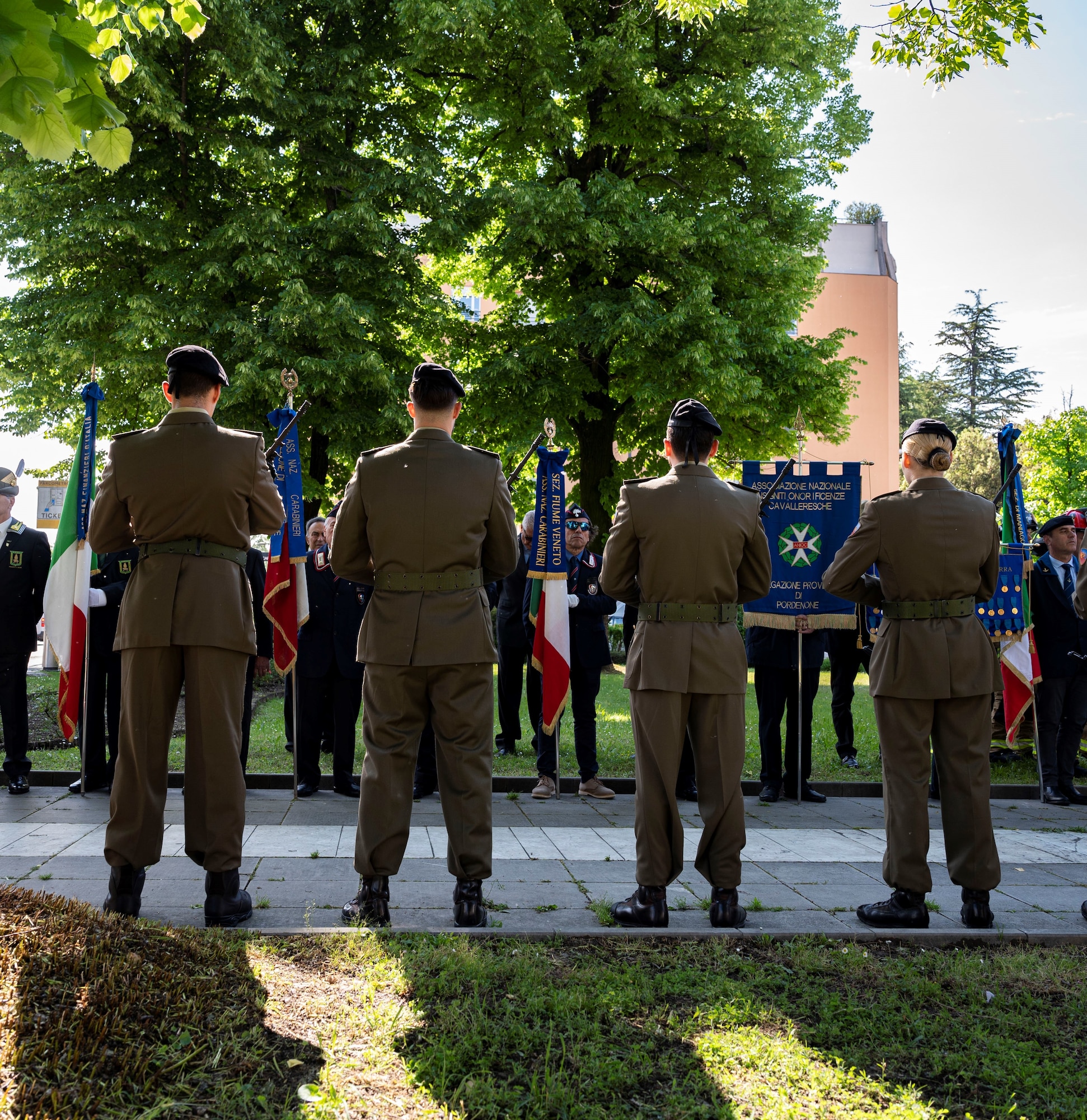 people standing at attention