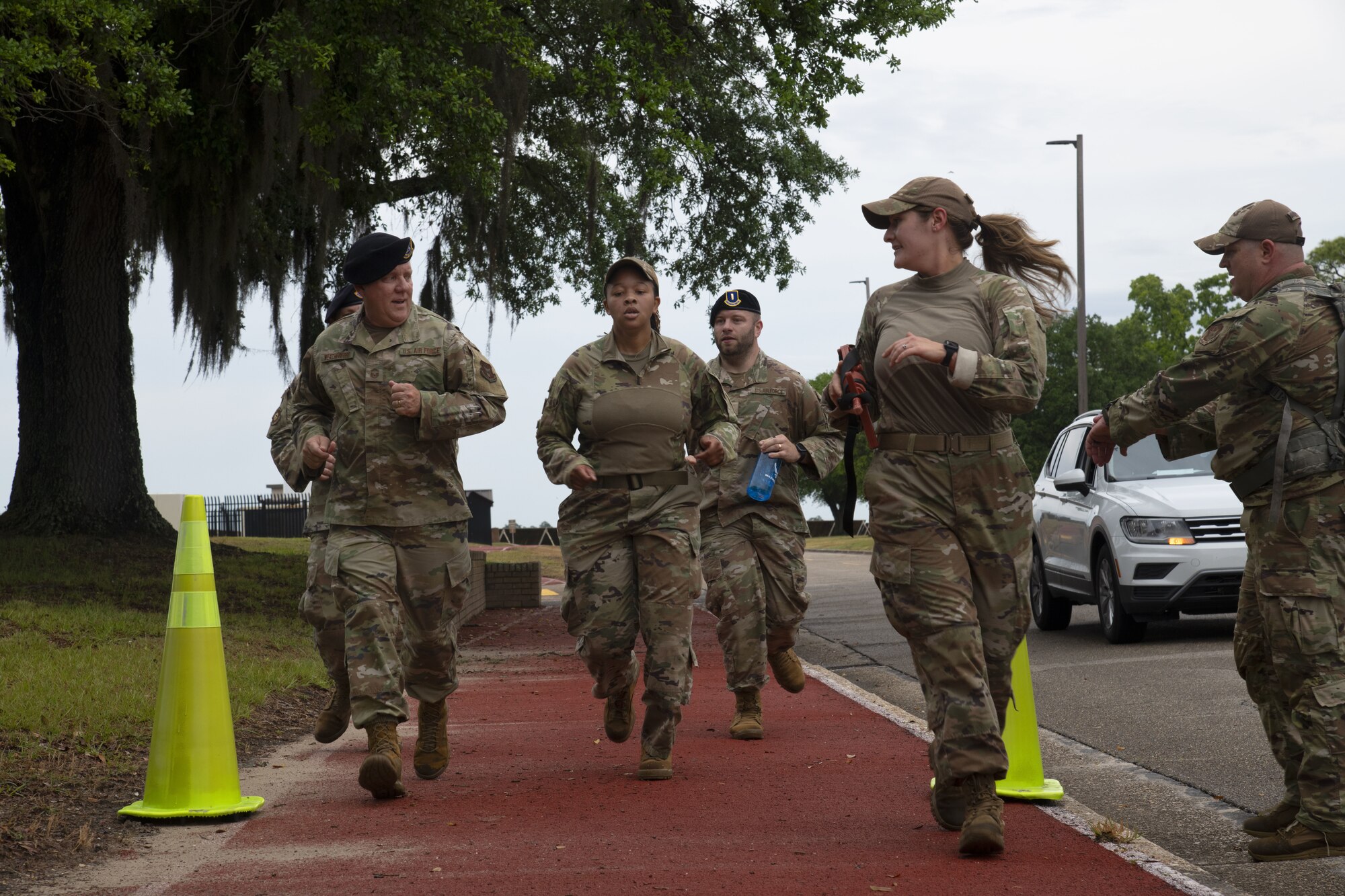 Security forces members running