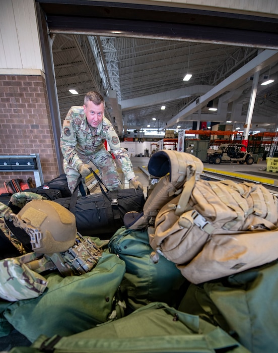 Man inspects cargo