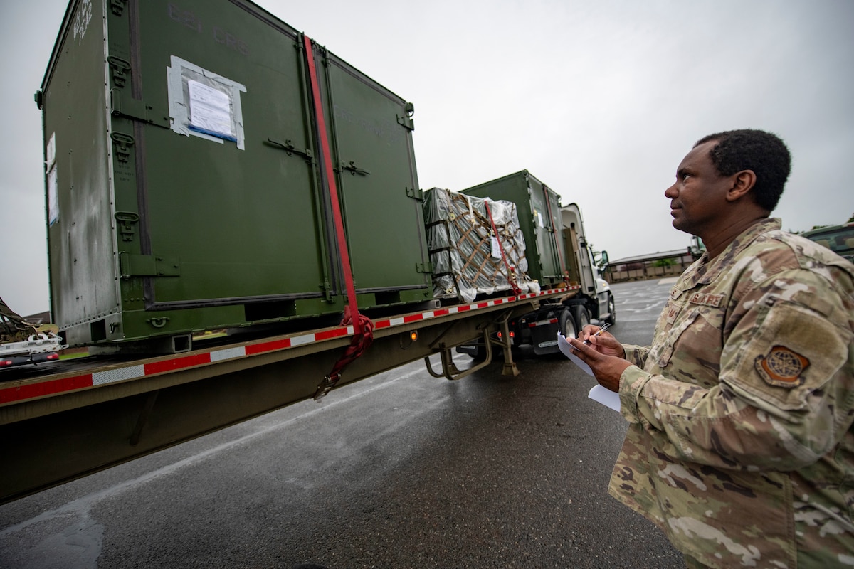 Man inspects cargo