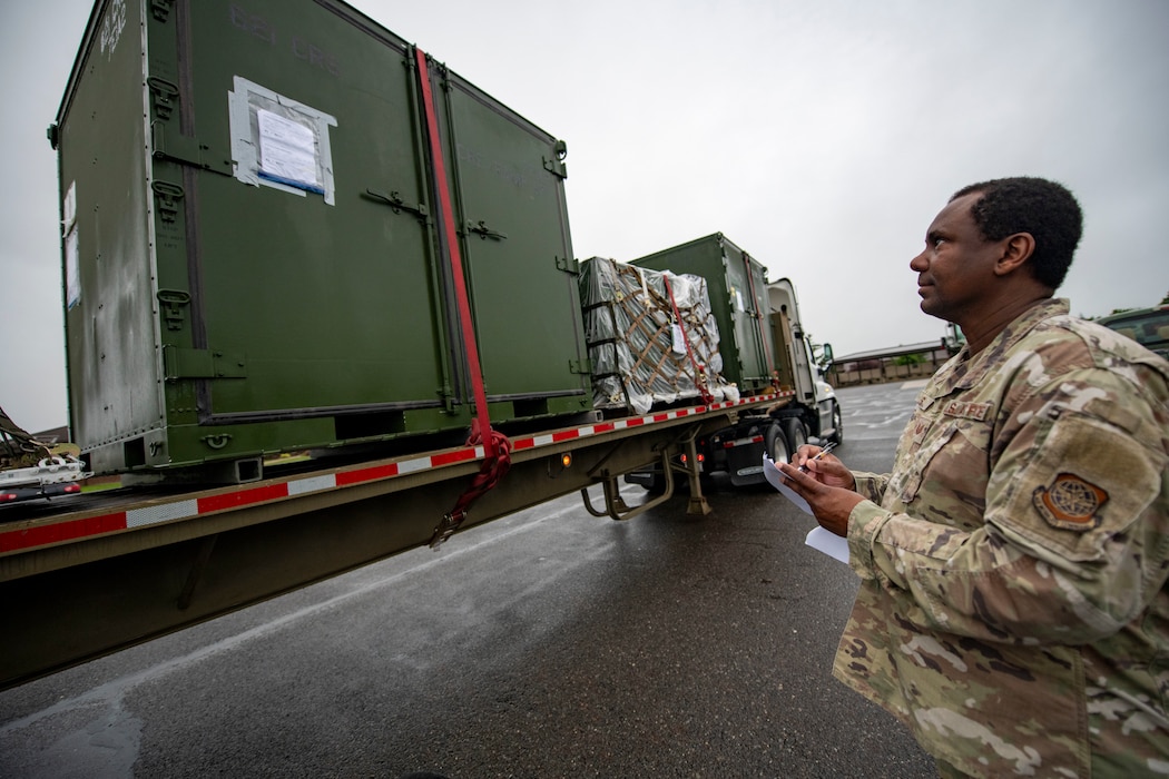 Man inspects cargo
