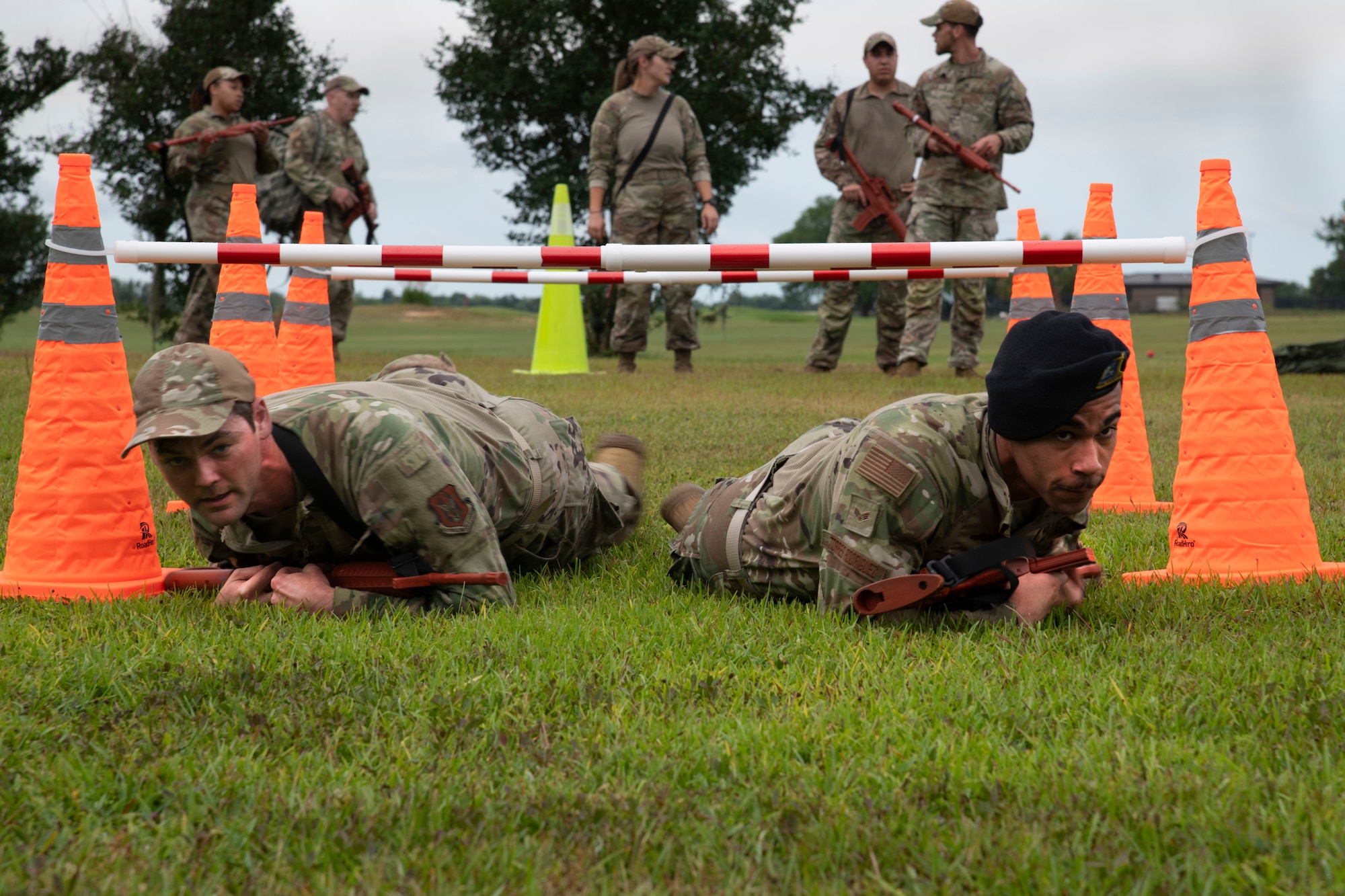 Airmen low-crawling
