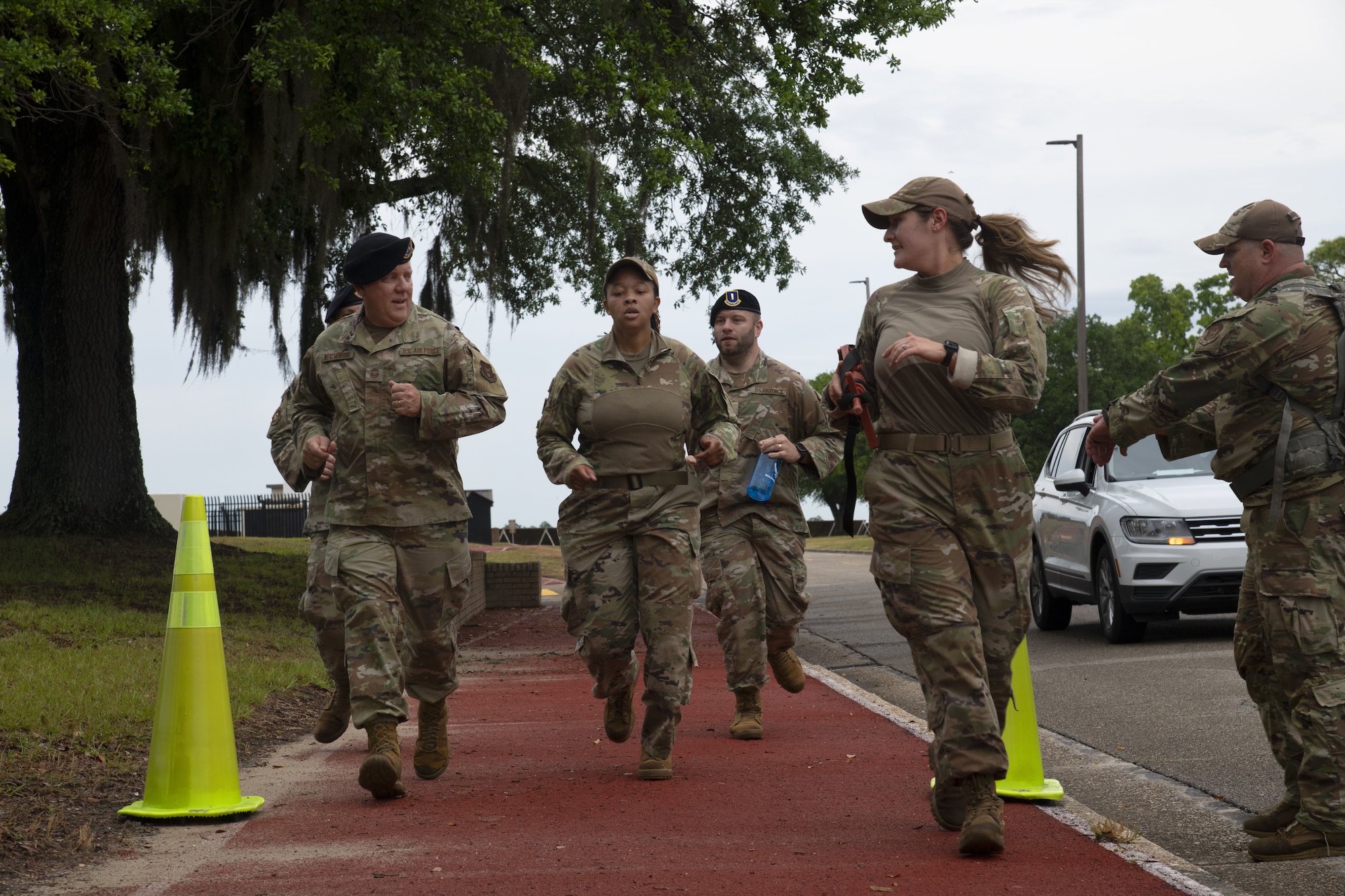 Security forces members running