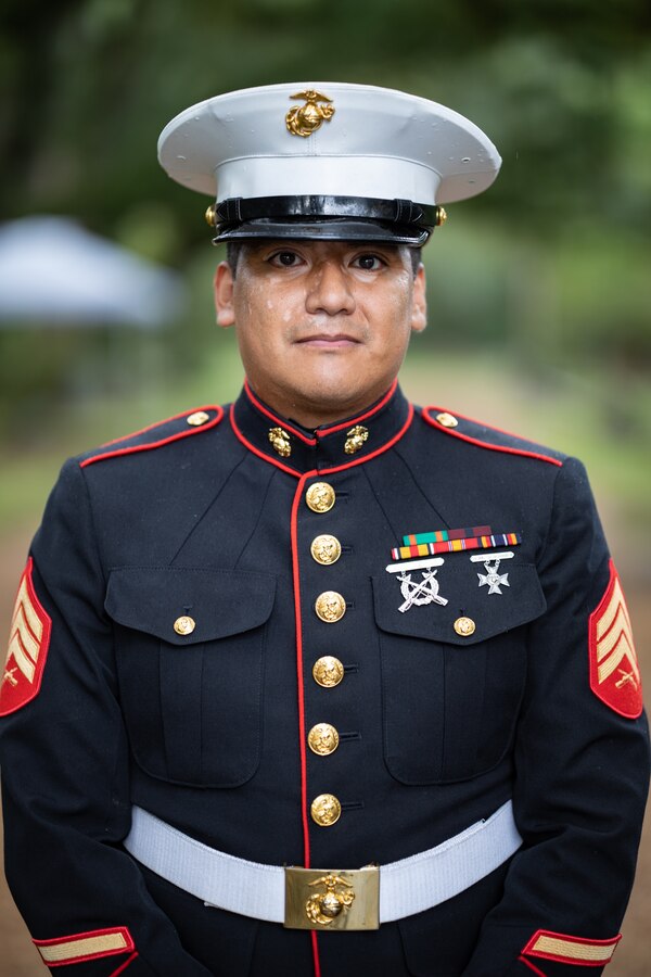 U.S. Marine Corps Sgt Christian Cervantes, an automotive maintenance technician with Truck Company, 23rd Marine Regiment, 4th Marine Division, poses for a photo after of a wreath laying ceremony for Gen. Robert Barrow, the 27th Commandant of the Marine Corps, in St. Francisville, L.A., Nov. 10, 2024.  Barrow was the first Marine Corps commandant to be buried at his hometown and not in Arlington National Cemetery. Each year on the Marine Corps Birthday, Marines with Marine Forces Reserve lay a wreath on his grave. (U.S. Marine Corps photo by Sgt. Scott Jenkins)