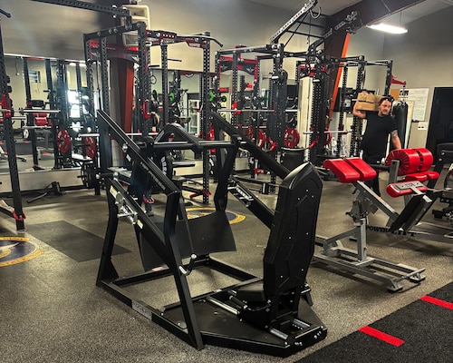 A hip press machine purchased through the Defense Logistics Agency’s Holistic Health Fitness program