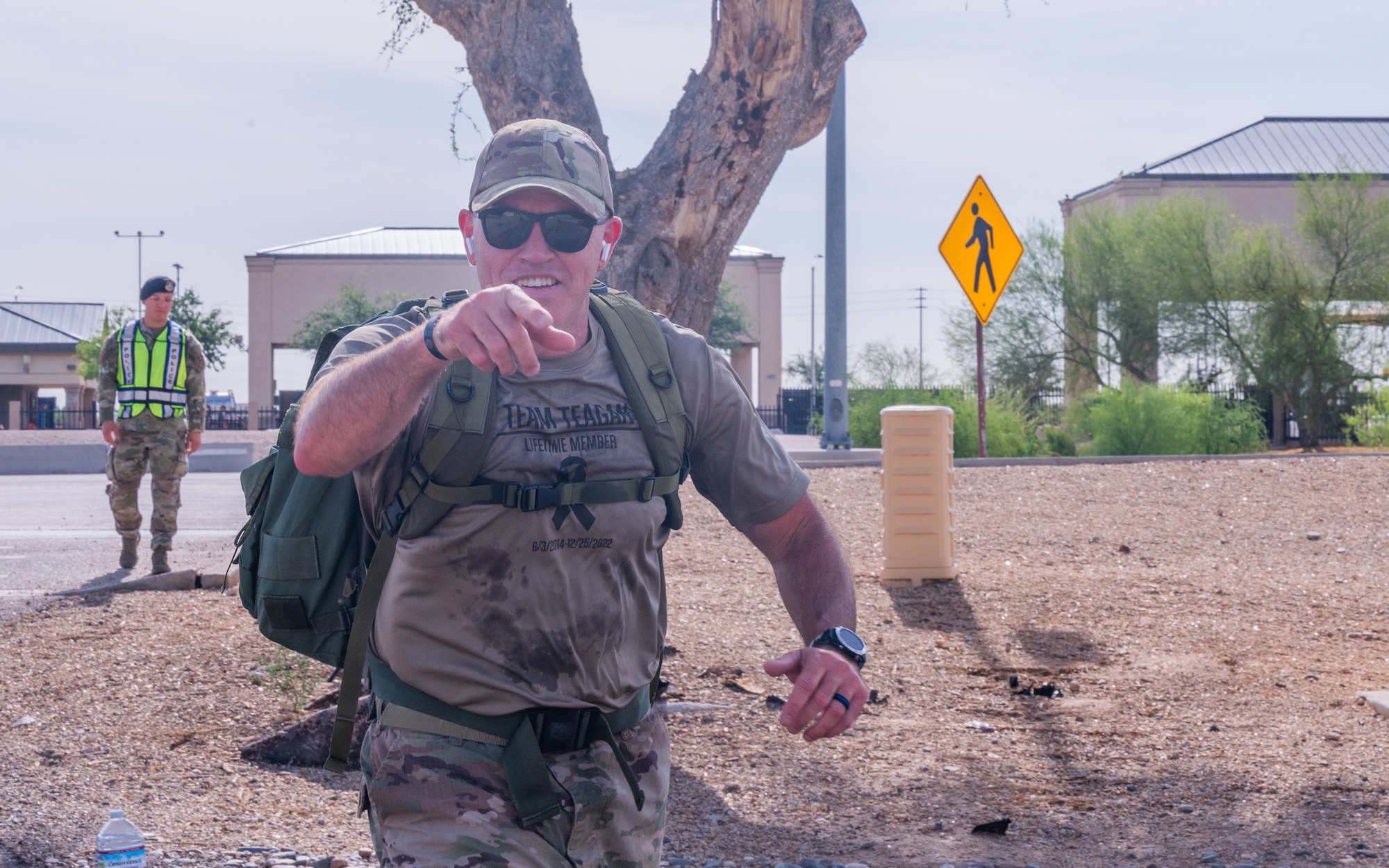’s police week, May 12, 2025, at Luke Air Force Base, Arizona. The 5K and ruck was held to honor the “14 Fallen Defenders” as a part of Luke AFB’s police week events. Every year during police week, the 56th FW hosts a series of events to honor the legacy of law enforcement personnel, both military and civilian, who gave the ultimate sacrifice.