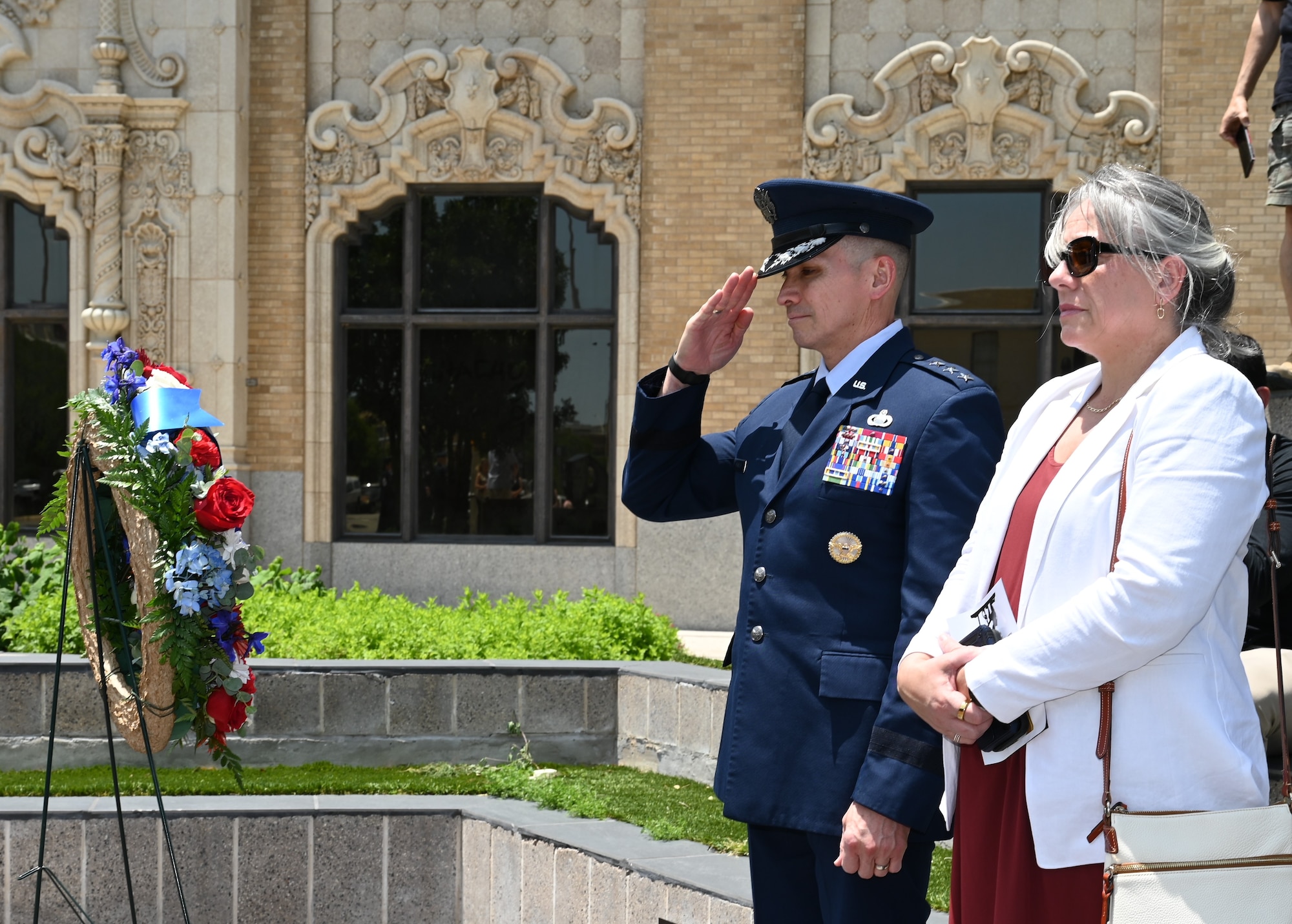 Leadership salute the Veterans Memorial