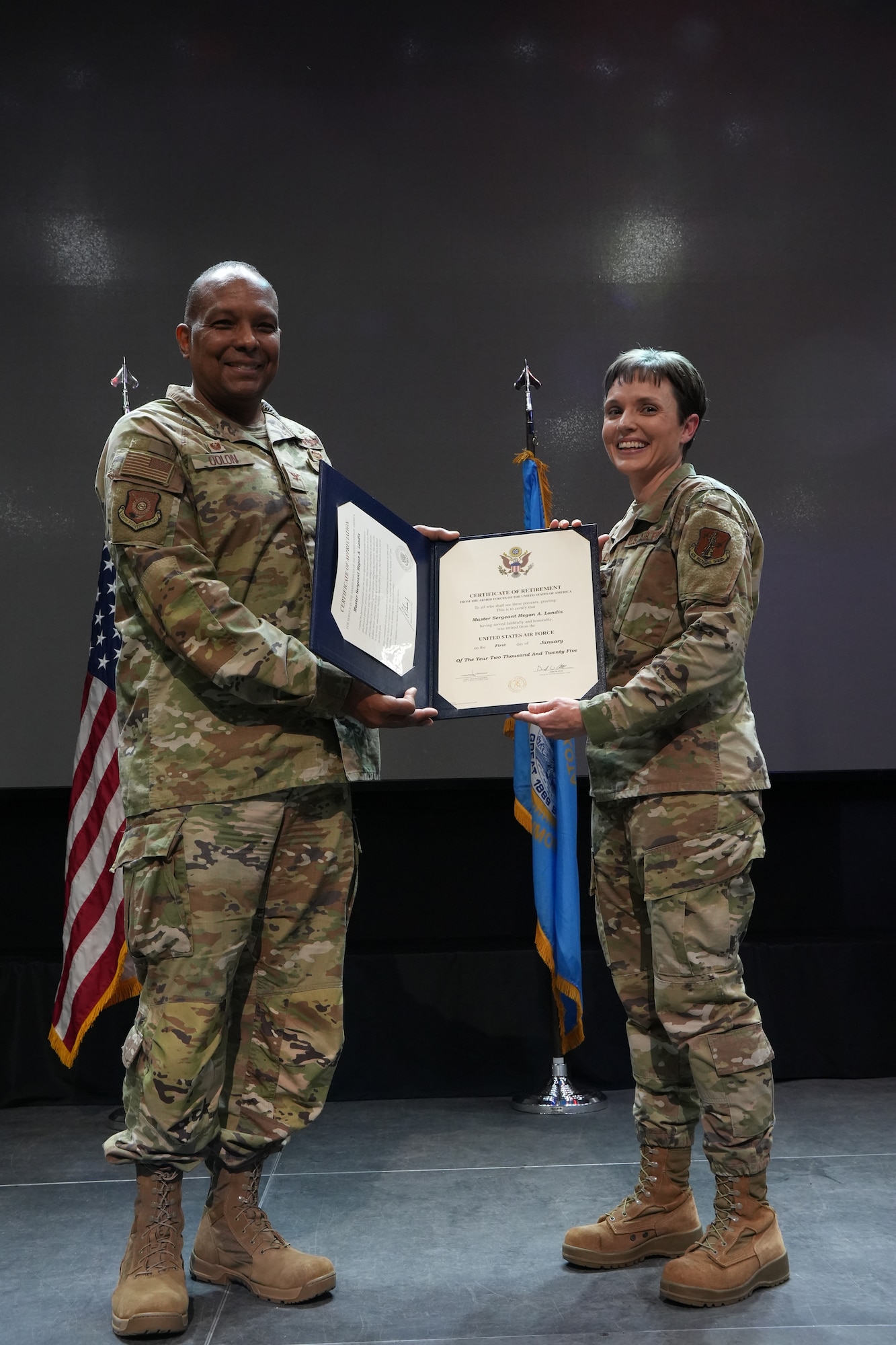 Landis served as the medical group First Sergeant before taking the role of interim First Sergeant of the 114th FW during a deployment rotation.